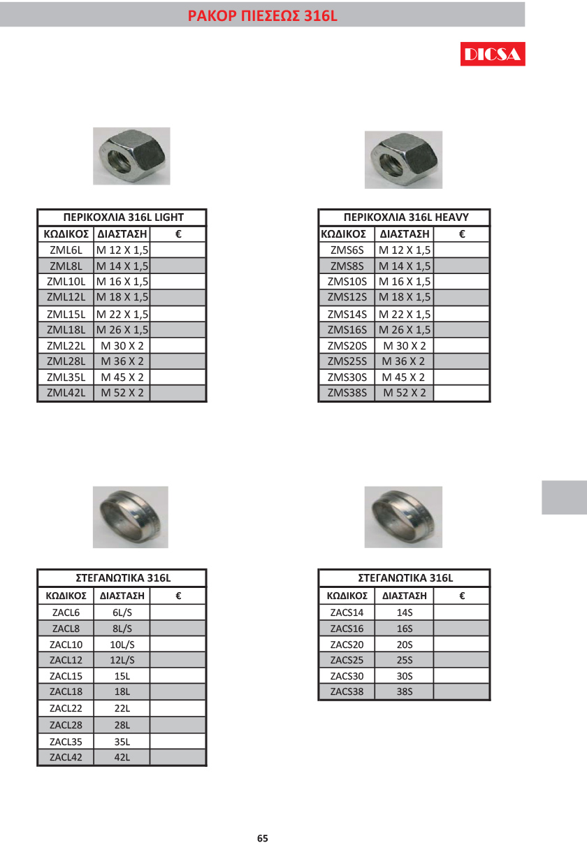 ΣΩΛΗΝΕΣ ΡΑΚΟΡ INOX 316 L